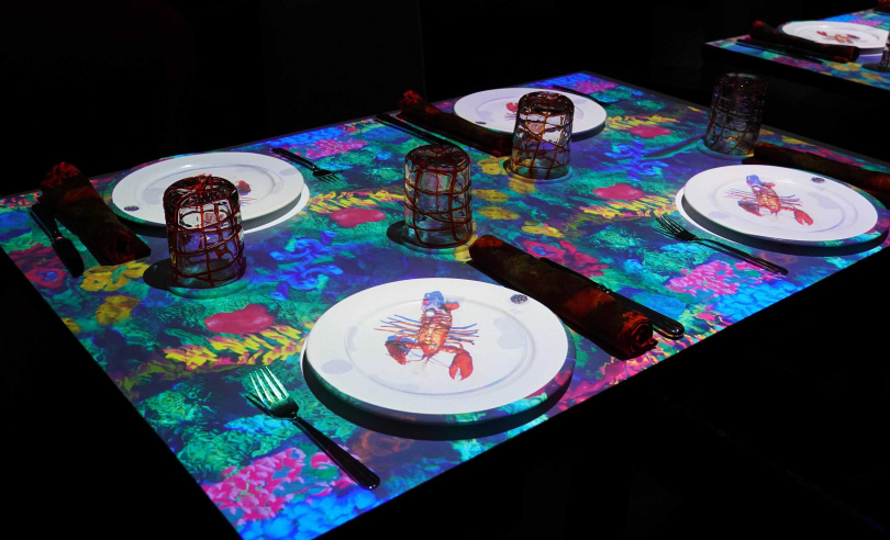Le Petit Chef小廚神3D互動饗宴結合聲光效果與料理，套餐價格為60美金+20%服務費。（圖／魏妤靜攝）