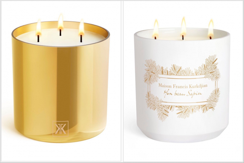 1.6kg的重量級收藏款,金色玻璃瓶身與柔光火焰象徵聖誕的靜謐與溫暖。Maison Francis Kurkdjian 2025限量巨型耶誕冷杉香氛蠟燭 1.6kg / 15,800元(圖/品牌提供)