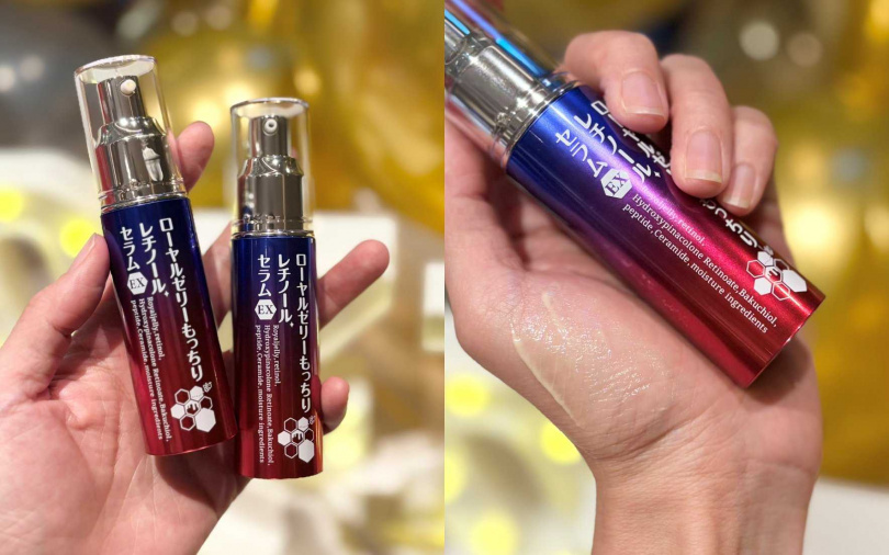 被王宇婕大讚好好用的OZIO蜂王乳A醇緊緻精華EX，以0.3% A醇搭配補骨脂酚，可以達到溫和抗老功效。（圖／吳雅鈴攝）