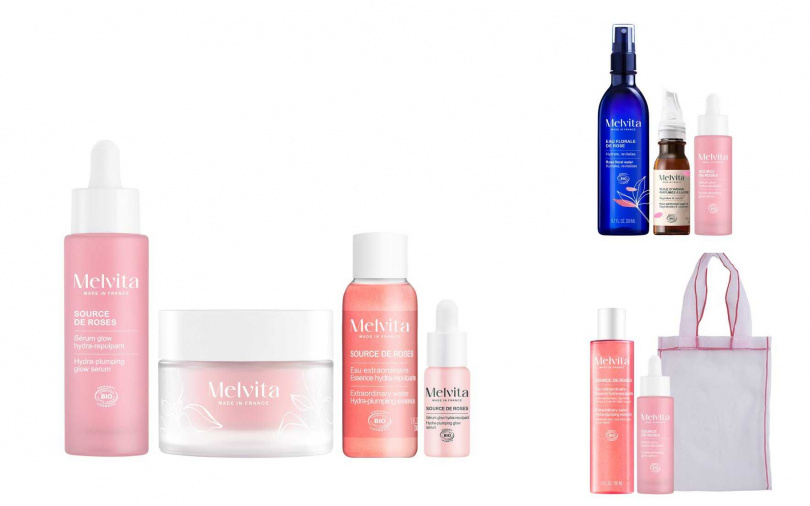 Melvita王者玫瑰彈潤修護組／特價2,980元、最愛玫瑰美肌三重奏組／特價3,380元、王者玫瑰輕潤保濕組／特價2,580元（圖／品牌提供）