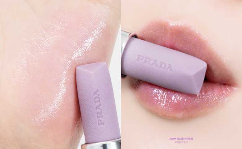 PRADA 經典潤唇膏 #U003幻光紫／1,550元、解構視界眼線筆 #06幻光紫／1,000元（圖／取自 iam.fleur IG）