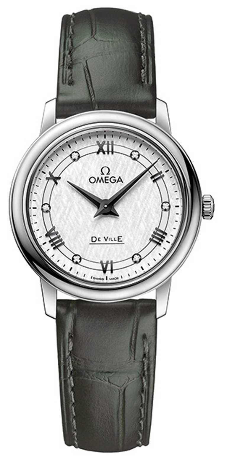 OMEGA「De Ville碟飛」系列，Prestige典雅腕錶，27.4mm，不鏽鋼錶殼，1376型石英機芯，鑽石6顆╱90,000元。（圖╱OMEGA提供）
