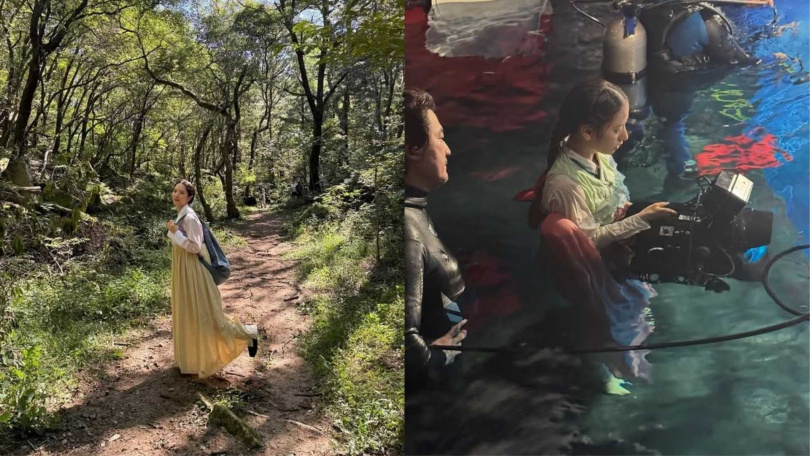 金知妍透露拍這部戲很耗體力，有時候要掉進水裡、有時要在無人的森林裡跟鬼對打。（圖／取自金知妍IG）