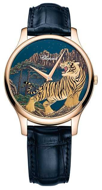 Chopard「L.U.C XP Urushi Year of the Tiger」虎年蒔繪腕錶，39.5mm，18K玫瑰金錶殼，限量88只╱870,000元。（圖╱Chopard提供）