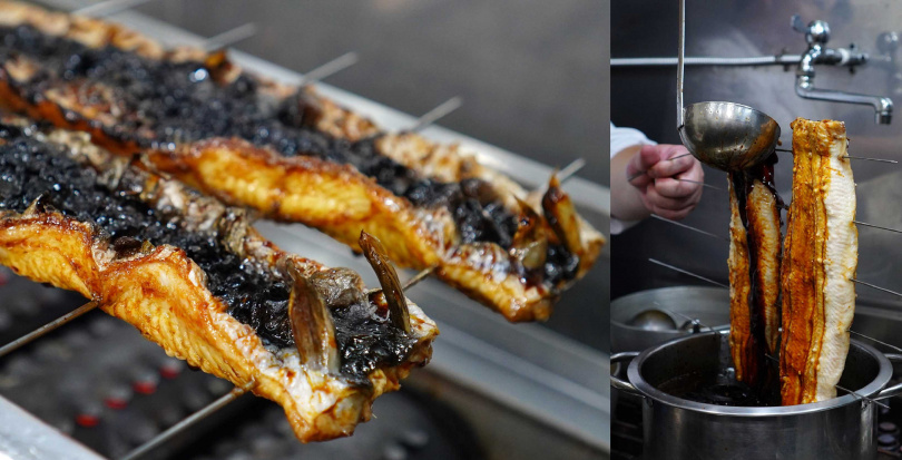 關西風的「活鰻白燒」會將現殺活鰻外皮烤至略帶酥脆的「赤赤感」時再澆淋醬汁，為2,500元套餐主菜。