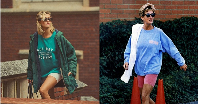 兩人一比對根本察覺不出來流行時尚的年代差異性。 （圖／翻攝自VOGUE France、Getty Image）