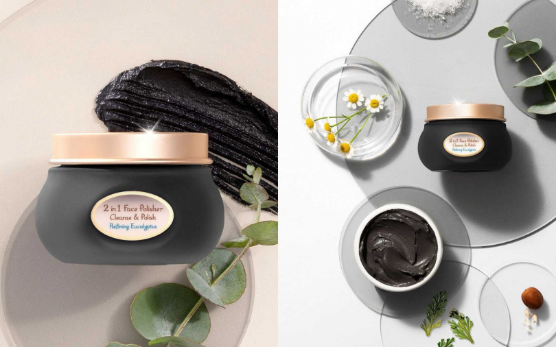 SABON死海黑礦泥尤加利二合一臉部磨砂膏60ml／1,080元、125ml／1,780元（圖／品牌提供）