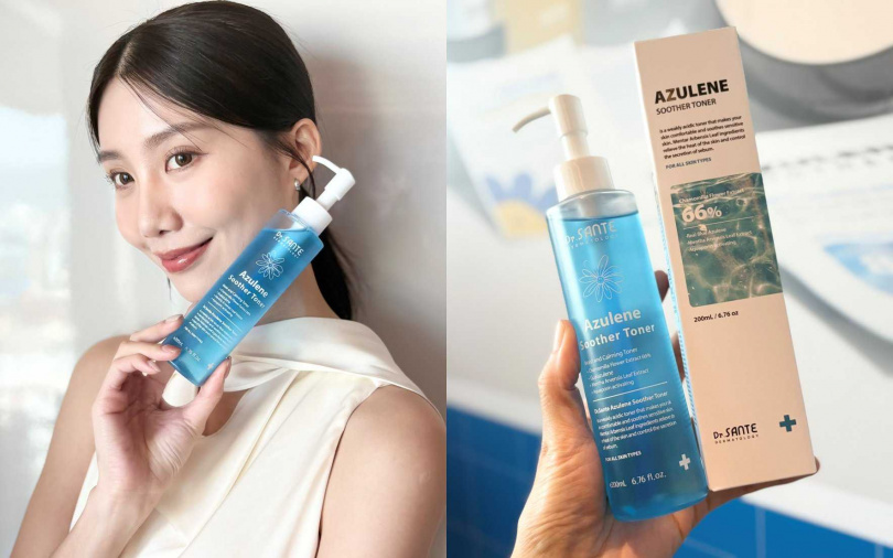 Dr.SANTE甘菊藍舒緩修護機能化妝水200ml/1,090元 不只能擦塗使用,也可進行局部或全臉濕敷。(圖/吳雅鈴攝)