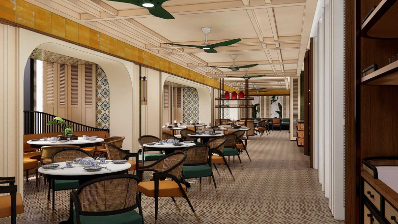 餐廳空間設計和氛圍深受新加坡殖民風格影響，增加漫遊獅城的臨場感。
