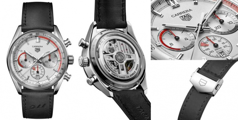 TAG Heuer Carrera Chronosprint x Porsche計時腕錶玫瑰金款／774,000元（圖／品牌提供）