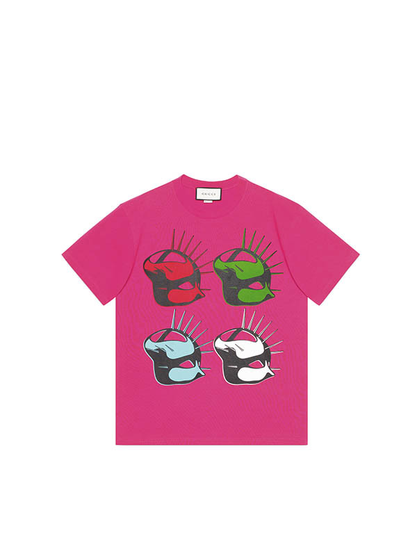 GucciManifesto金屬釘狀面具桃紅色女裝T恤／20,500元