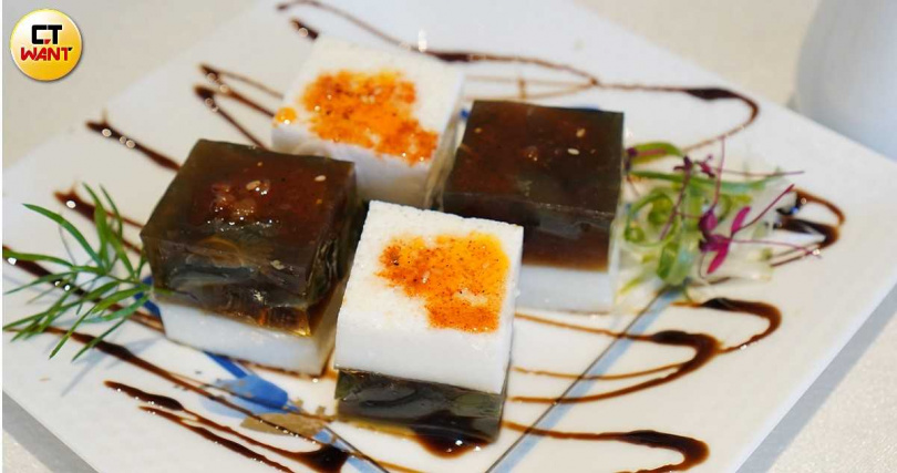 注入法式情懷的「椒麻皮蛋豆腐」。(280元,圖/魏妤靜攝)