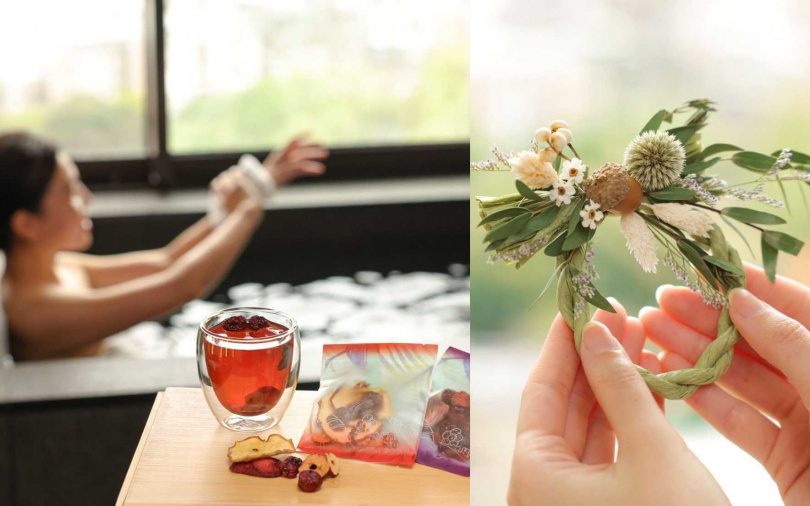 晶泉丰旅「春漾．初綻」住房專案贈送「花漾果乾水組」，以天然果乾沖泡，為溫泉旅程增添清新果香。（圖／晶泉丰旅提供）