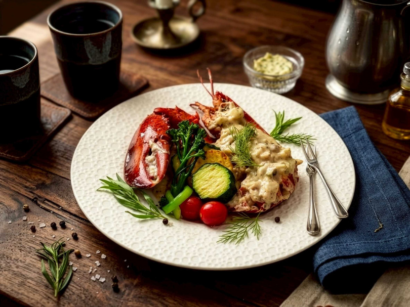 100元加購奶焗蒔蘿蒸波士頓龍蝦。(圖片提供/福容大飯店福隆)