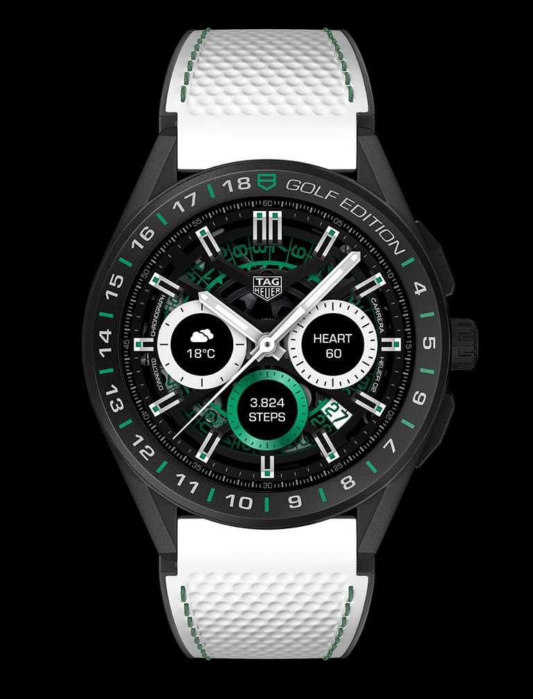 TAG Heuer「Connected高爾夫球特別版」智能腕錶，鈦金屬錶殼，錶徑45mm╱84,100元。（圖╱TAG Heuer提供）
