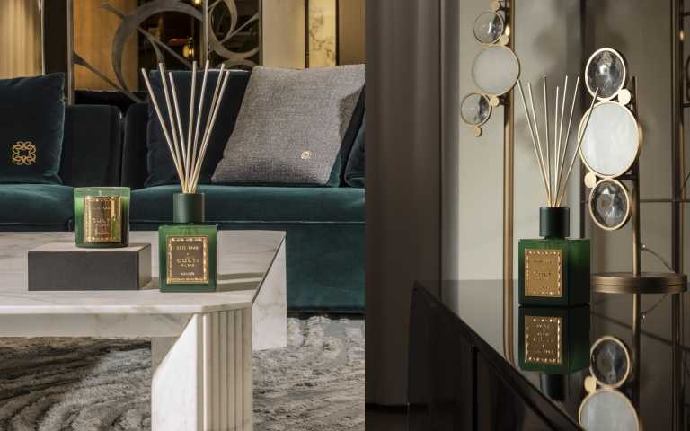 CULTI MILANO × ELIE SAAB「GOLDEN」裝飾系列擴香 500ml / 4,500元、2700ml / 21,000元，香氛蠟燭 270g / 2,400元