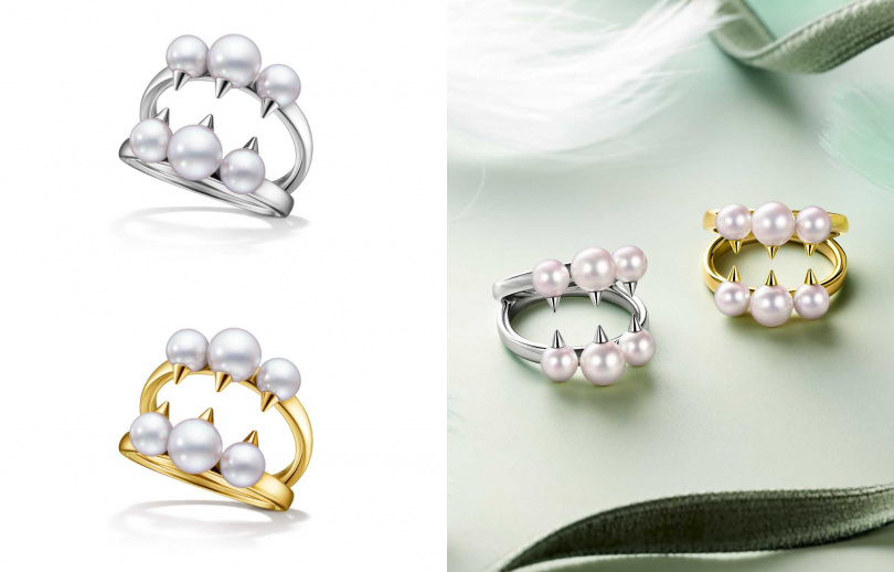 TASAKI danger signature阿古屋珍珠&18K白金戒指/104,000元,danger signature阿古屋珍珠&18K黃金戒指/101,000元(圖/品牌提供)