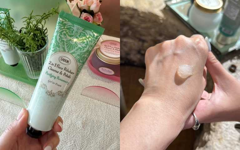SABON 二合一臉部磨砂潔顏凝露-清新迷迭香 125ml / 1,480元(黃筱婷攝)