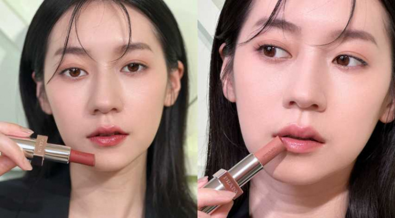 PRADA 原生稜光水唇膏U020稜光紅、U019柔光裸、/1,650元(圖/品牌提供)