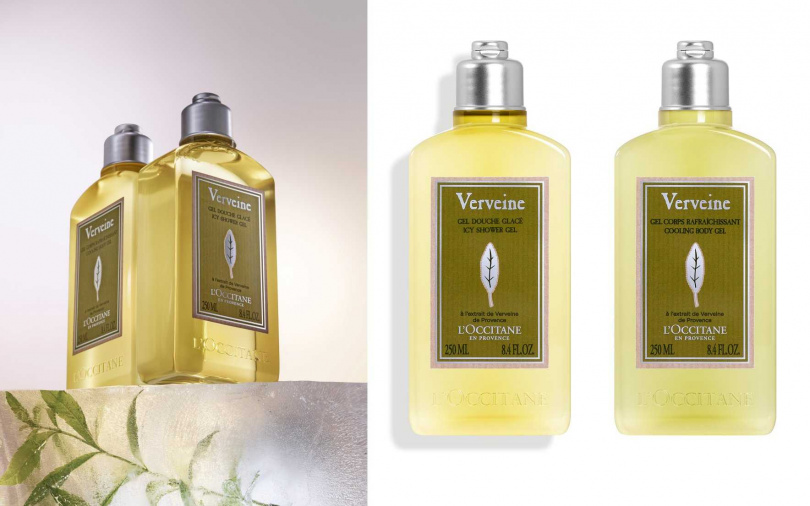 歐舒丹沁涼馬鞭草沐浴膠250ml/900元、沁涼馬鞭草身體凝乳250ml/1,360元(圖/品牌提供)