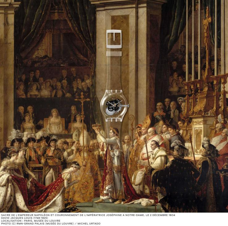 《拿破崙一世皇帝的加冕禮》（1804年），全球獨家的羅浮宮藝術創意出現在Swatch X You訂製系列之中。（圖／SWATCH）