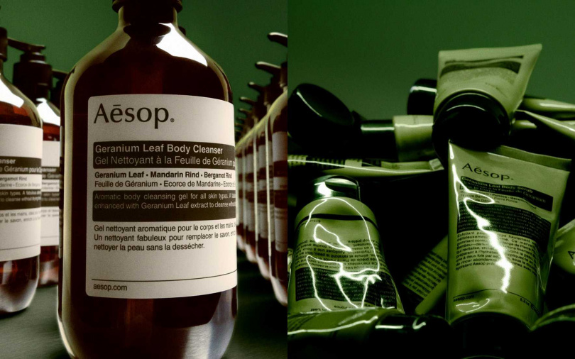 Aesop天竺葵身體潔膚露100ml／600元&500ml／1,550元、天竺葵身體去角質露180ml／1,250元（圖／品牌提供）