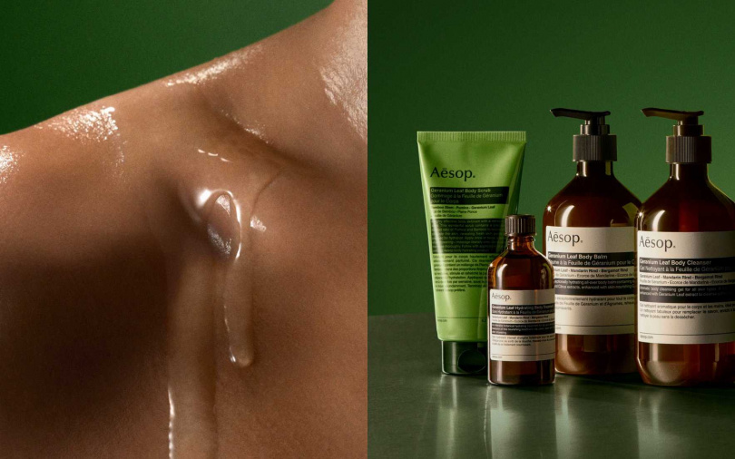 無論是下班後或旅行中，只要用上Aesop天竺葵身體保養系列，馬上有種悶熱消散、全身reset 的儀式感。（圖／品牌提供）