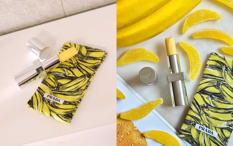 歡慶新品上市，11/1起於全台PRADA Beauty專櫃消費含新品妄甜香蕉潤唇膏滿8,000元，即加贈「PRADA妄甜香蕉唇膏-精巧版」乙支與限量「PRADA妄甜香蕉唇膏收納包」乙個。（圖／取自eppeun_beauty IG）