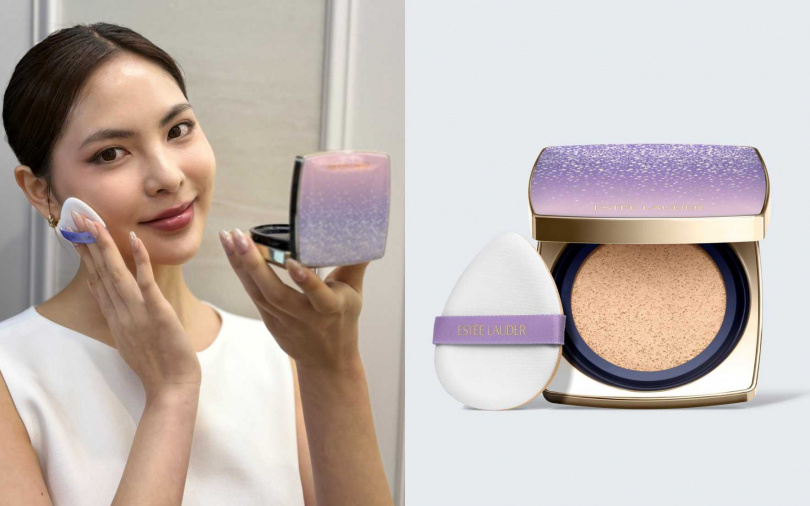 雅詩蘭黛粉持久完美鎖妝氣墊粉餅SPF45/PA+++薰衣草之吻限定版／1,950元（圖／吳雅鈴攝、品牌提供）