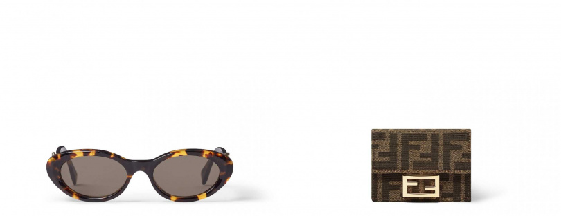Fendi FF Diamonds太陽眼鏡、Baguette 三折皮夾。(圖/品牌提供)