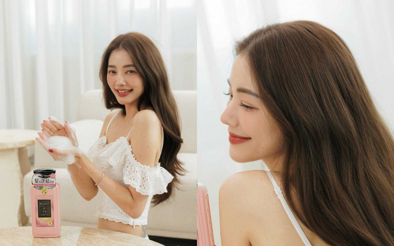 許路兒最愛具備控油的「髮絲蓬鬆款」,另外還會視髮況與「髮肌修護款」交替使用。(圖/品牌提供)