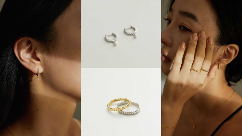 FROMETO絮語・全純銀戒指／1,980元，皎潔・全純銀耳環／2,580元（圖／品牌提供）