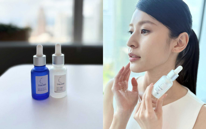 日本女生保養步驟從TAKAMI小藍瓶開始，先啟動肌膚最佳吸收狀態，再接續疊擦化妝水跟B3極淨白淡斑精華，實現極緻水光透明肌。（圖／吳雅鈴攝）