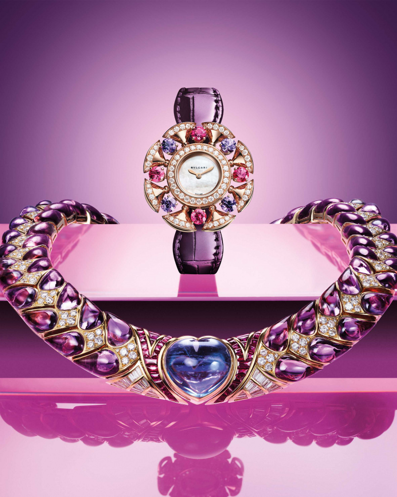 BVLGARI DIVAS’ DREAM珠寶腕錶 紫水晶與碧璽款／價格店洽（圖／品牌提供）