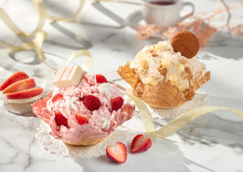 COLD STONE酷聖石2023/12/29至2024/2/22推出兩款冰淇淋新品，首次推出的雙重濃草莓冰淇淋「濃情美莓」與熱銷回歸蘋果冰淇淋「蘋果脆脆」！
