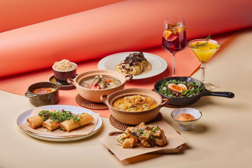 GUBAMI SOCIAL雙人套餐餐點圖,凡點此套餐即贈調酒Sangria兩杯或甜點任選一份。(圖/品牌提供)
