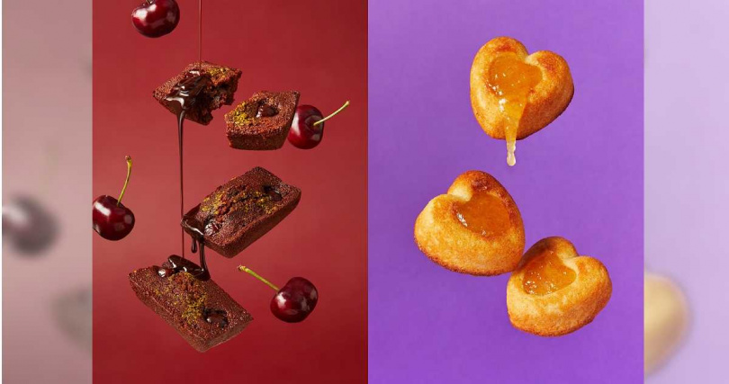 法絨中秋新品「酒漬櫻桃可可費南雪」（左）、「柚見月圓費南雪」。（圖／法絨提供）