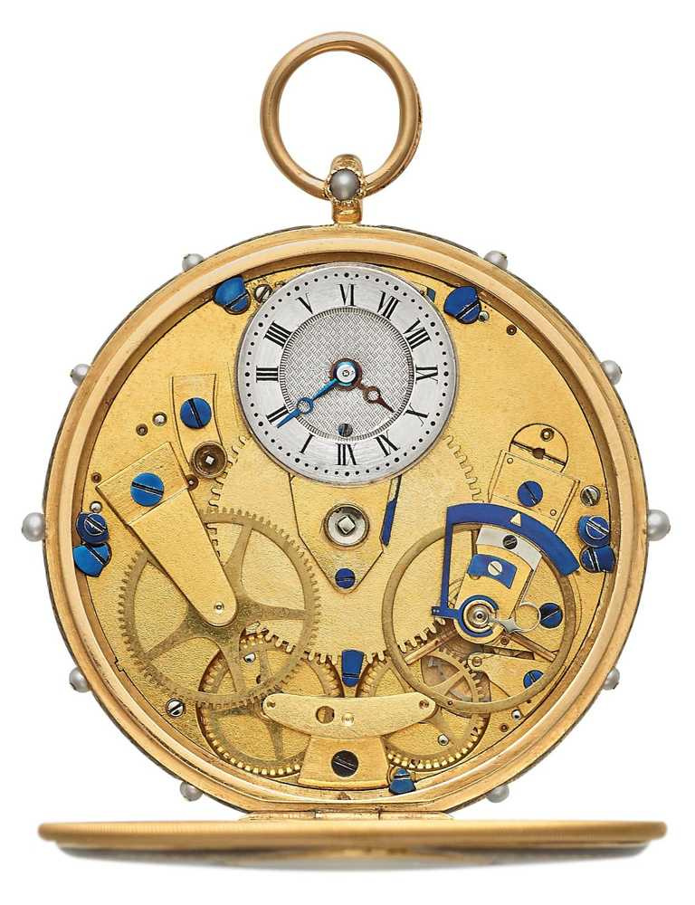 BREGUET「Tradition傳世」系列腕錶，設計靈感源自「Subscription」懷錶，機芯完整可見，並呈現完美的對稱設計。（圖╱BREGUET提供）