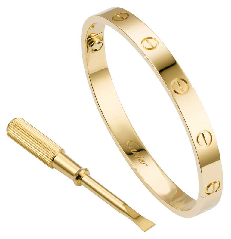 Cartier「LOVE」系列，黃K金手環（附螺絲刀）╱193,000元。（圖╱Cartier提供）