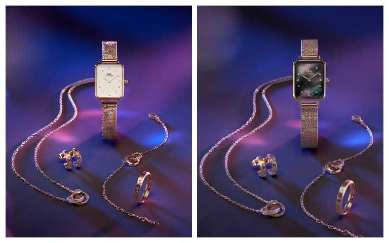  Quadro Lumine腕錶錶盤-蛋殼白／Quadro Lumine腕錶錶盤-黑珍珠母貝（圖／DW品牌提供）