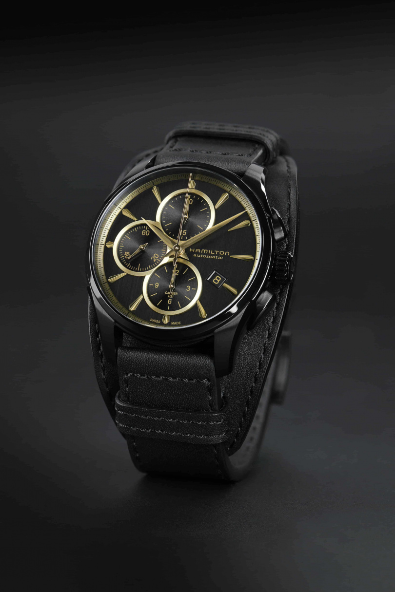 漢米爾頓爵士系列自動上鍊計時碼錶／42毫米黑色PVD塗層精鋼／59,500元（圖／品牌提供）