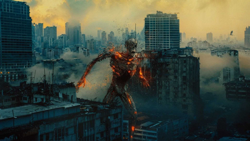 《曼谷淪陷》巨型骷髏魔物還原自遊戲中的經典怪物「餓鬼（Preta）」。（圖／威視提供）