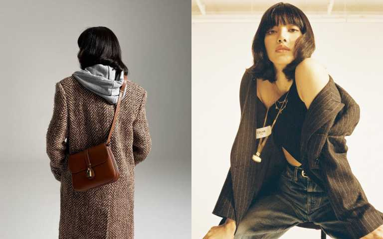 LISA用土咖色髮色搭配咖啡色CELINE最新TABOU系列包款和服裝，超級時髦（圖／IG）