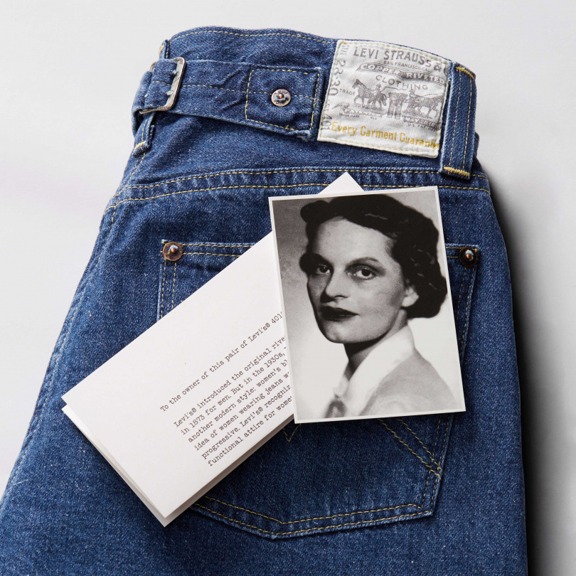 Levi’s® Vintage Clothing原創復刻支線 Lot 401丹寧褲中附上Viola的照片，及她和她的故事信件。