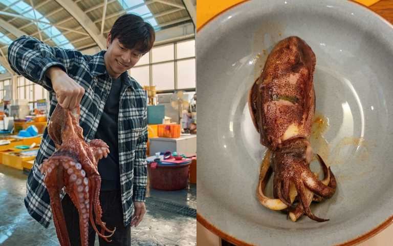 右邊是孔劉第一張po出的照片，左邊則是去年10月的照片，看來孔劉很喜歡魷魚呢！(笑)（圖／品牌提供）  