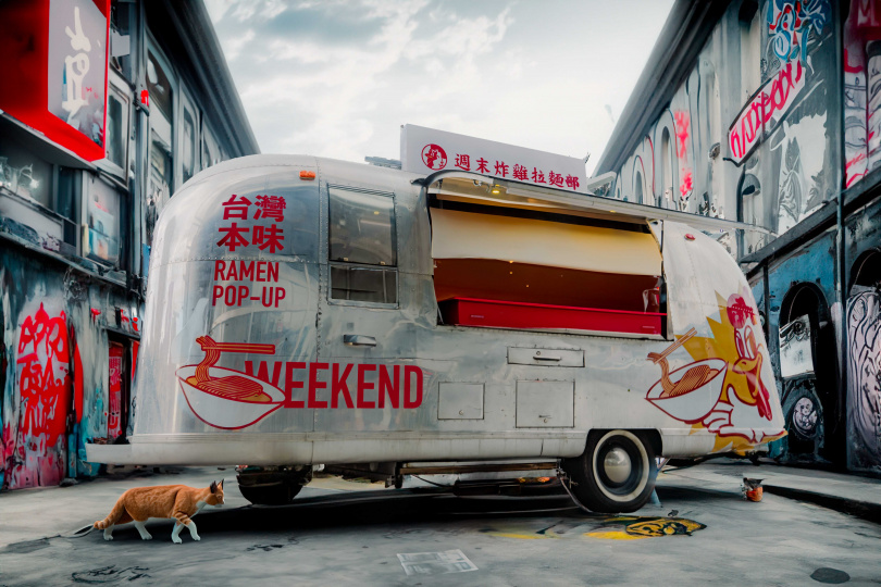 週末炸雞拉麵部-Airstream露營車，充滿街頭潮流的風格。（圖／品牌提供）