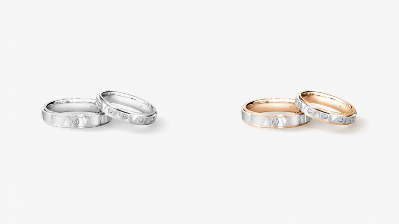 LOVE Chevron 鉑金玫瑰金結婚對戒 /60,000元~69,000元,LOVE Chevron 鉑金結婚對戒69,000元~78,000元(圖/品牌提供)