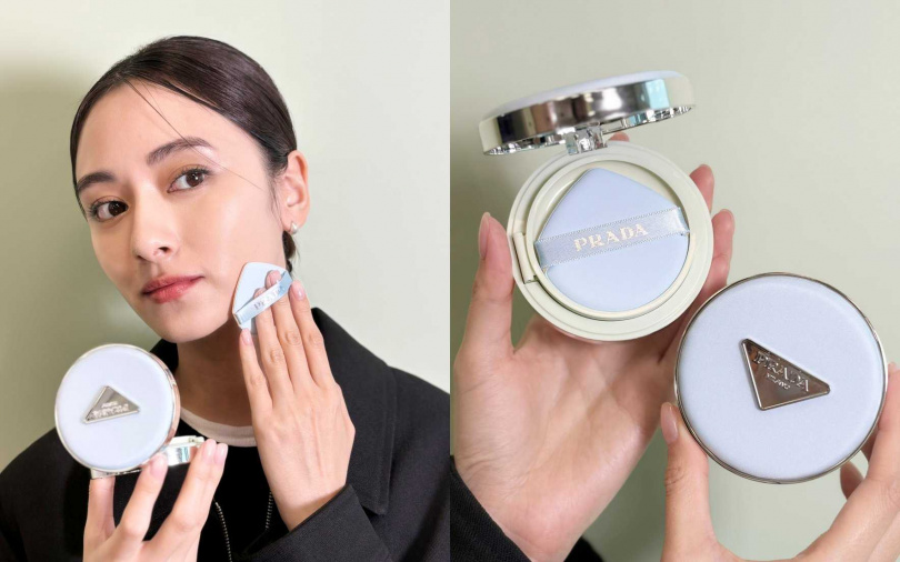 PRADA莫測藍尼龍氣墊粉餅/2,850元(圖/吳雅鈴攝)