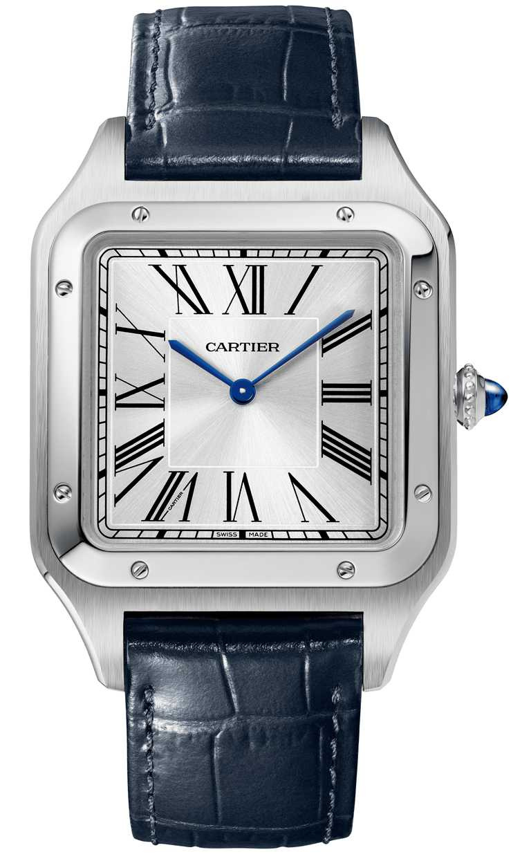CARTIER「Santos-Dumont系列」超大型款腕錶，精鋼錶殼，46.6mm╱180,000元。（圖╱CARTIER提供）