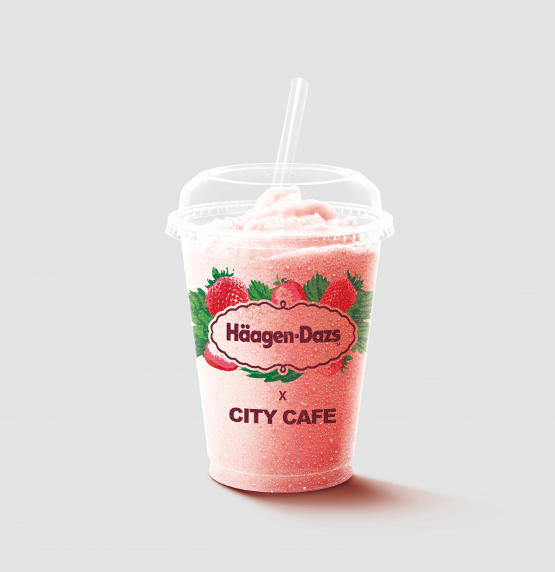 「莓好拿鐵冰沙」飽滿香氣與鮮甜的草莓冰淇淋製成冰沙，加入CITY CAFE牛奶，香氣濃郁、口味酸甜適中，草莓控絕對不能錯過！